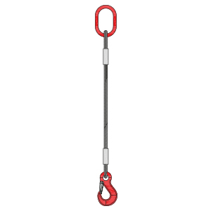 Wire rope slings with hooks|1 leg